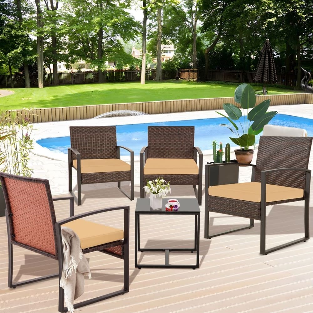 6-PC Outdoor Wicker Conversation Set with Table (Set of 2)
