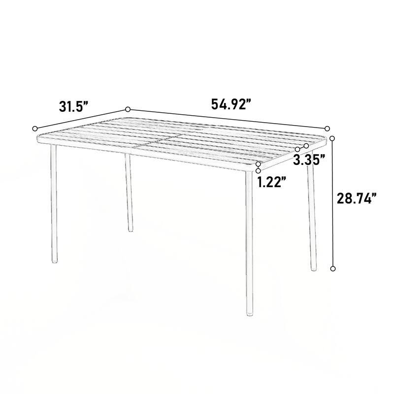 7 Pieces Patio Dining Set, Plastic chair and steel table Outdoor Set