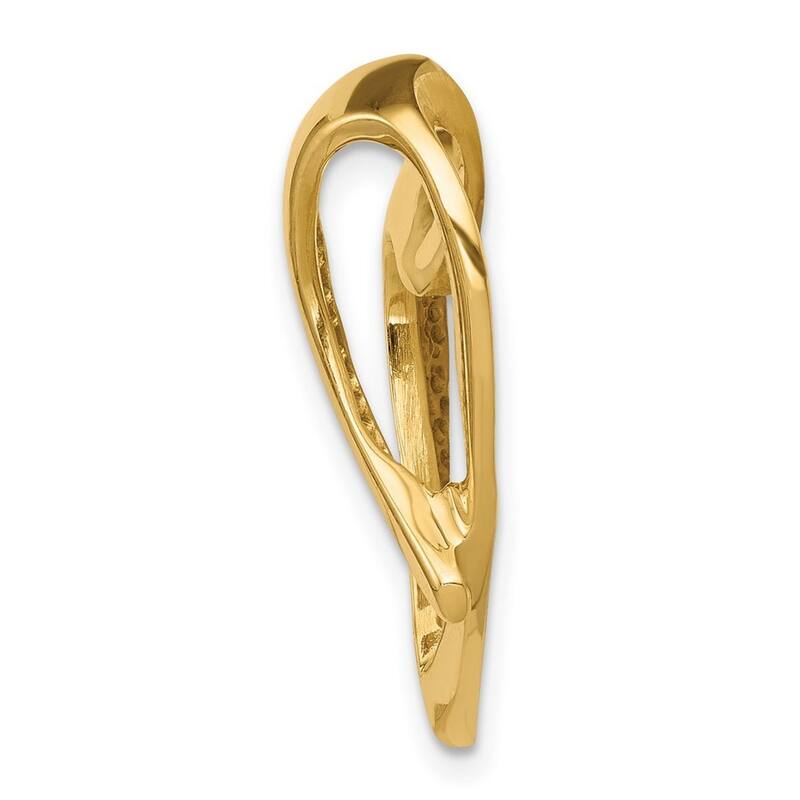 Curata 14k Yellow Gold Solid Polished 20mm Love Heart Slide Pendant Necklace