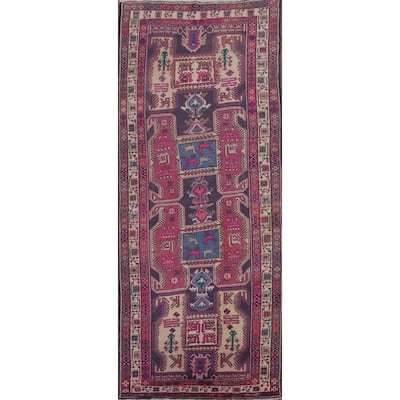 Handmade Meshkin Persian Runner Rug Vintage Wool Carpet - 3'10" x 10'2"