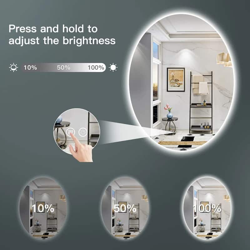 Oval Super Bright LED Lighted Anti-fog Wall Bathroom Vanity Mirror, ETL Certified, 3-Year Warranty