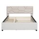 preview thumbnail 3 of 28, Linen Fabric Platform Bed with Brick Pattern Headboard, with Twin XL Trundle and 2 Drawers, Queen Size