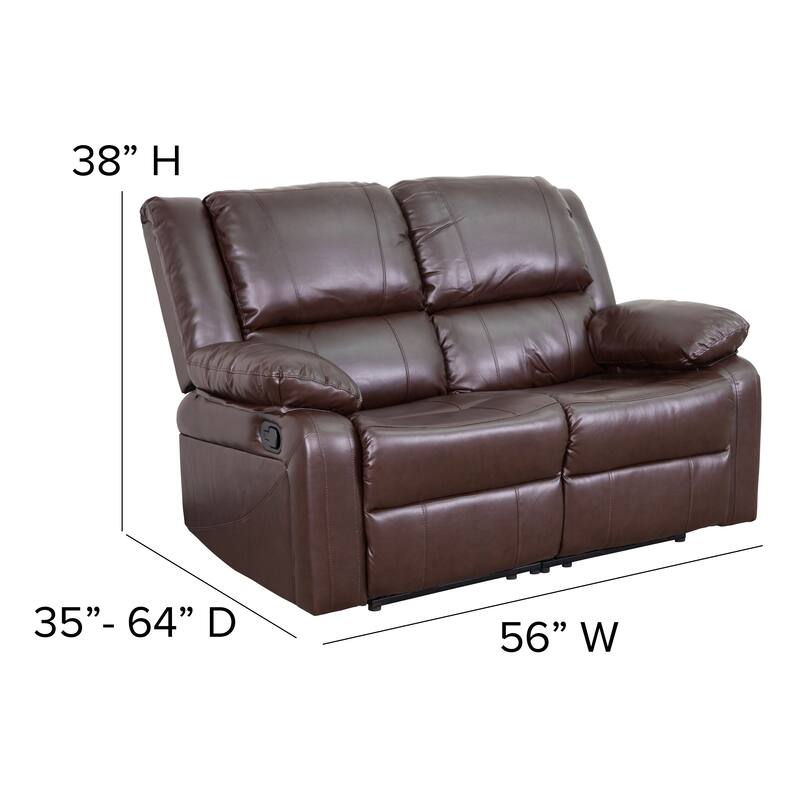 Contemporary Upholstered Recliner Loveseat with Headrests and Armrests - 56"W x 35" - 64"D x 38"H