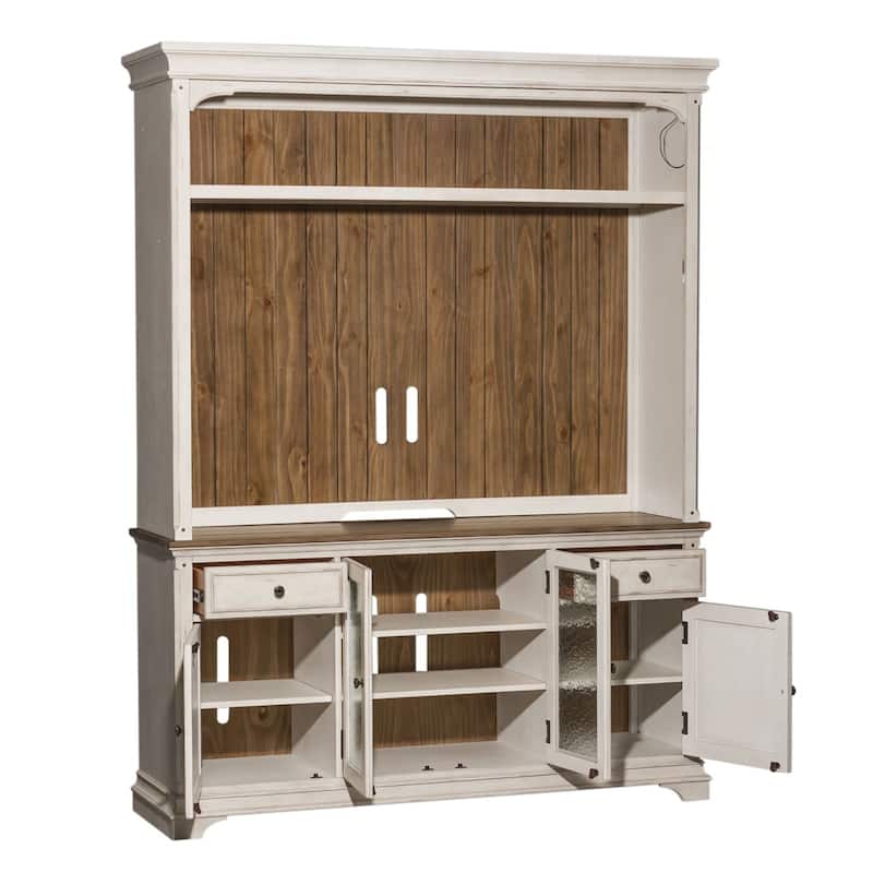 Morgan Creek Antique White Entertainment Center