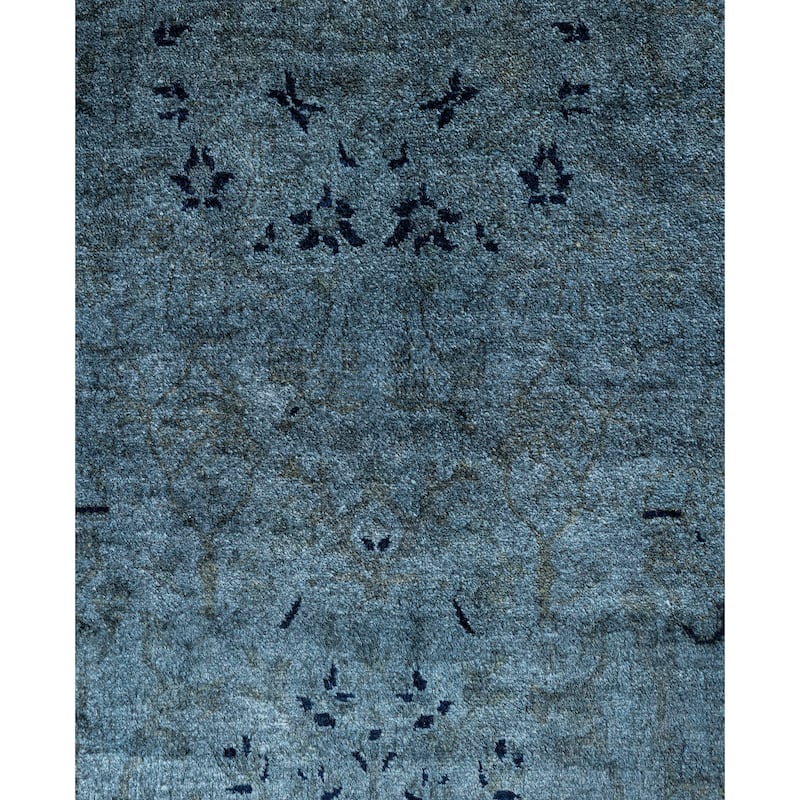 Overdyed One-of-a-Kind Hand-Knotted Runner Rug - Gray - 2' 6" x 21' 3"