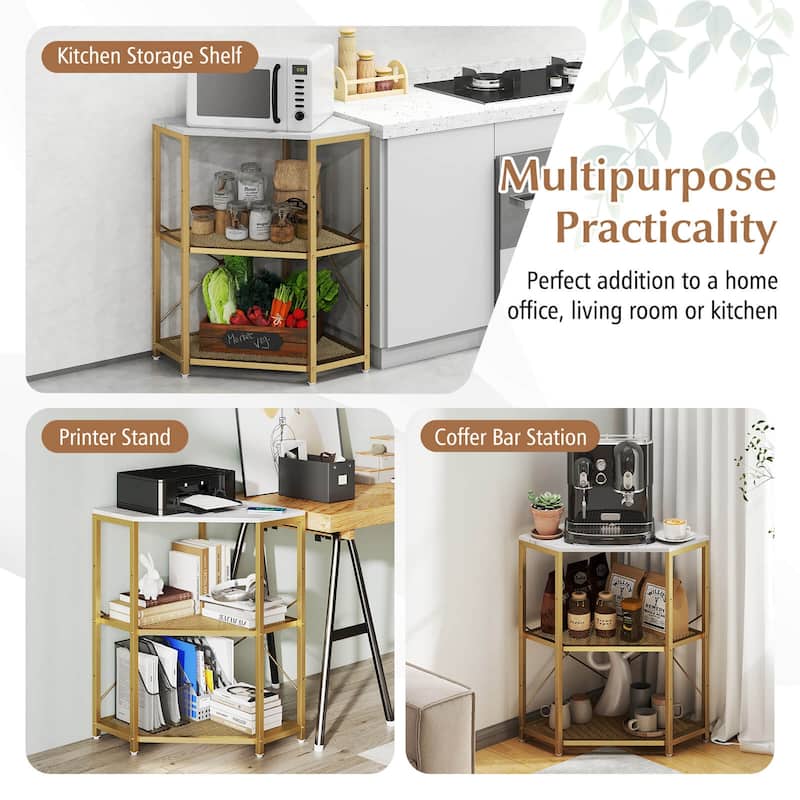 Costway Corner Printer Stand with Charging Station Adjustable Metal - See Details