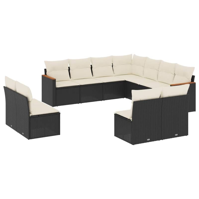 vidaXL Patio Sofa Set with Cushions Outdoor Conversation Furniture Poly Rattan