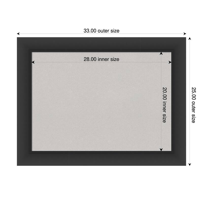 Sloped Black Framed Cork Board - Bulletin Board, Organization Board, Pin Board - Grey - 33 x 25 in