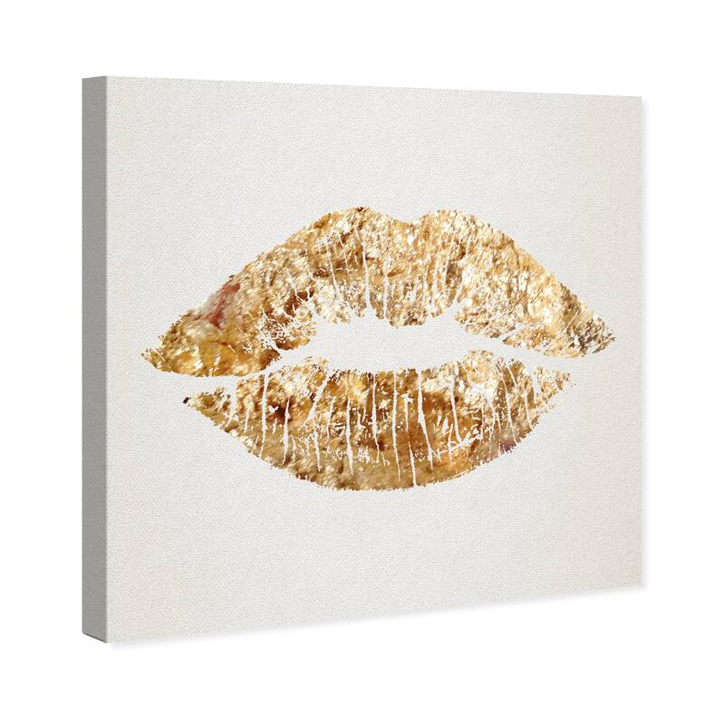 Wynwood Studio Canvas Fashion and Glam Solid Kiss Square - CUSTOM Gold and Gold Modern & Contemporary Wall Art Canvas Print