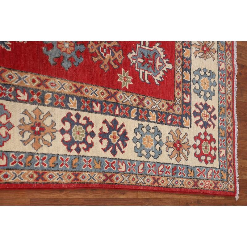 Red Kazak Oriental Area Rug Handmade Traditional Bedroom Wool Carpet - 6'6" x 9'9"