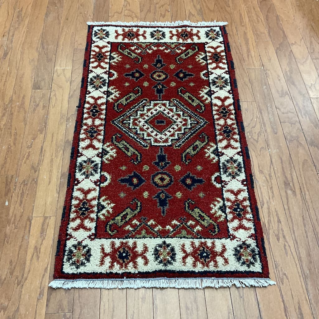 HERAT ORIENTAL Handmade Kazak Wool Rug - 2'2" x 4'