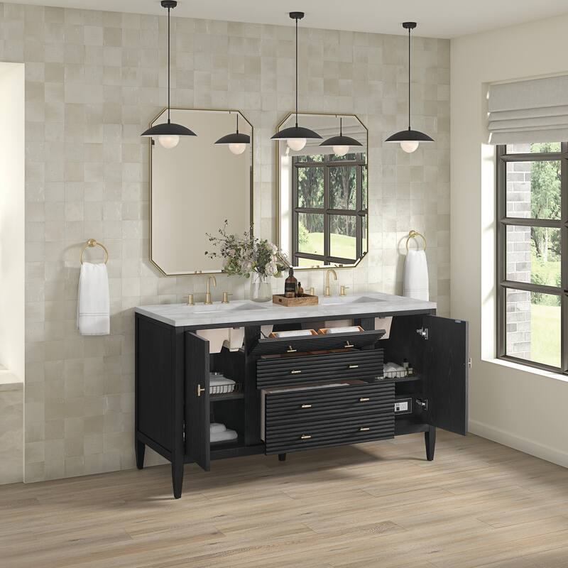 James Martin Vanities 485-V60D-3VSL Myrrin 60" Double Basin Wood