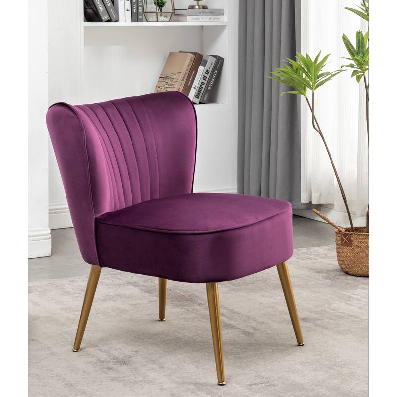Sauter 23.2" Wide Mid-Century Modern Microfiber Accent Chair - Purple