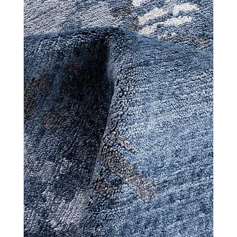 Modern One-of-a-Kind Hand-Knotted Area Rug, Blue - 9' 1" x 12' 3"