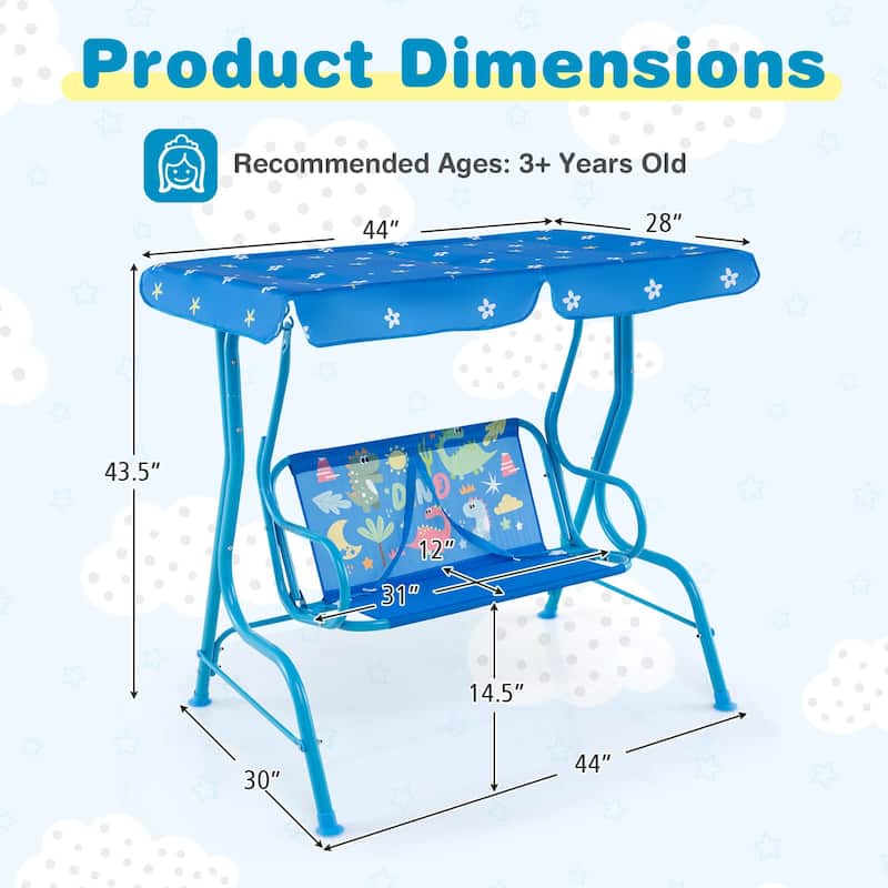 Costway 2-Seater Toddler Porch Swing Chair with Metal Stand Adjustable - See Details