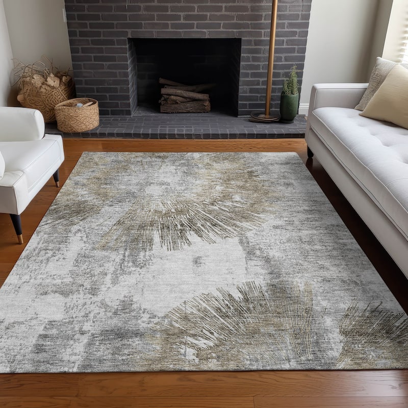 Premium Washable Super Soft Modern Burst Mayfield Rug - Taupe - 8' x 10' - Rectangle