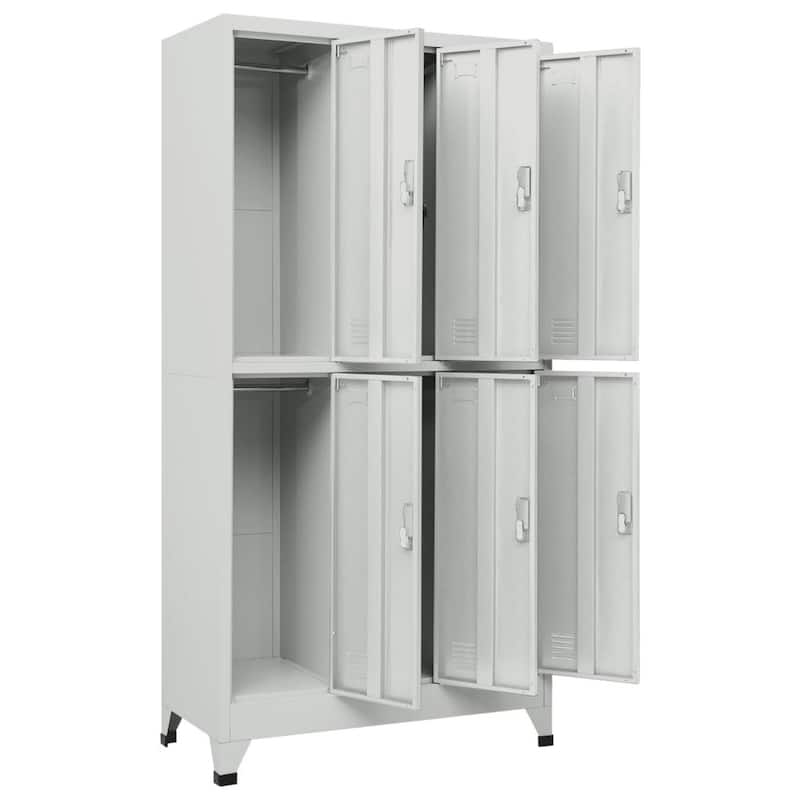 Nova Locker Cabinet, 6 Storage Compartments, Gray Steel, 71 Inch