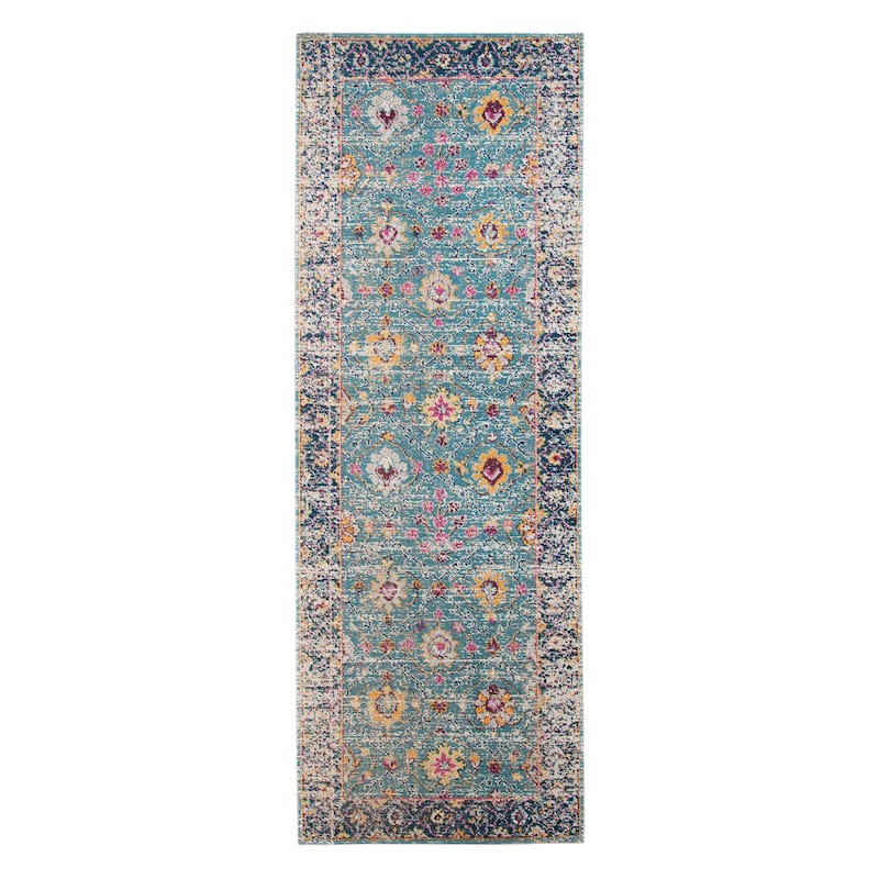 Ethereal Kimi Vintage Floral Turqouise Area Rug