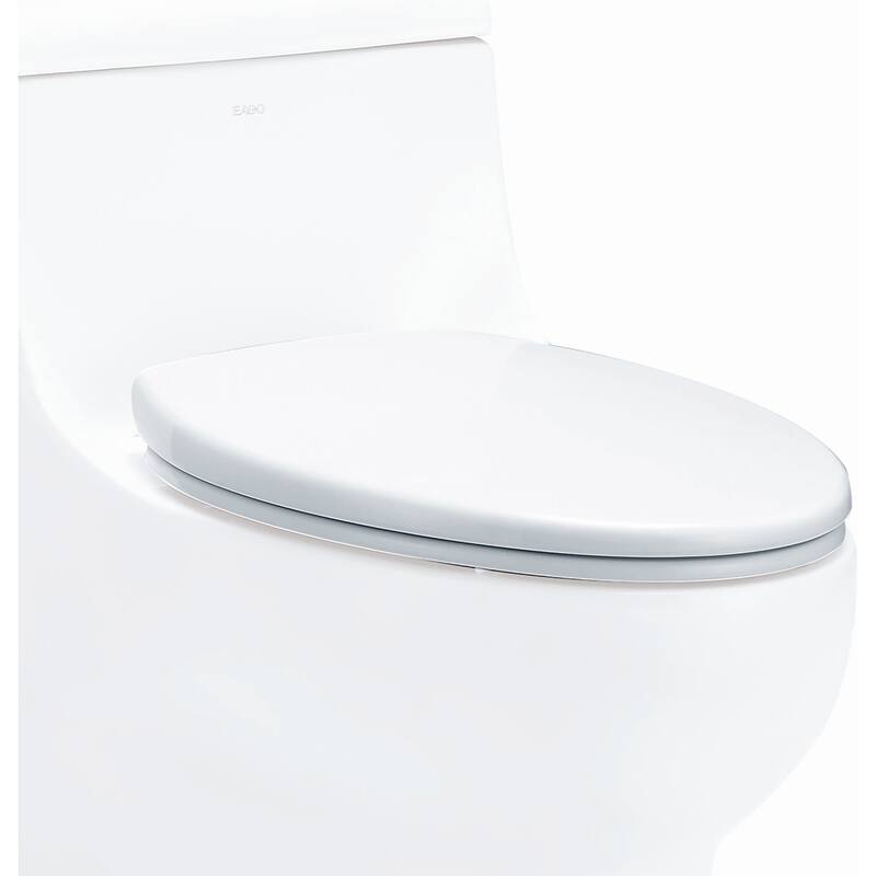 Eago Elongated Closed-Front Toilet Seat with Soft Close Hinges - White