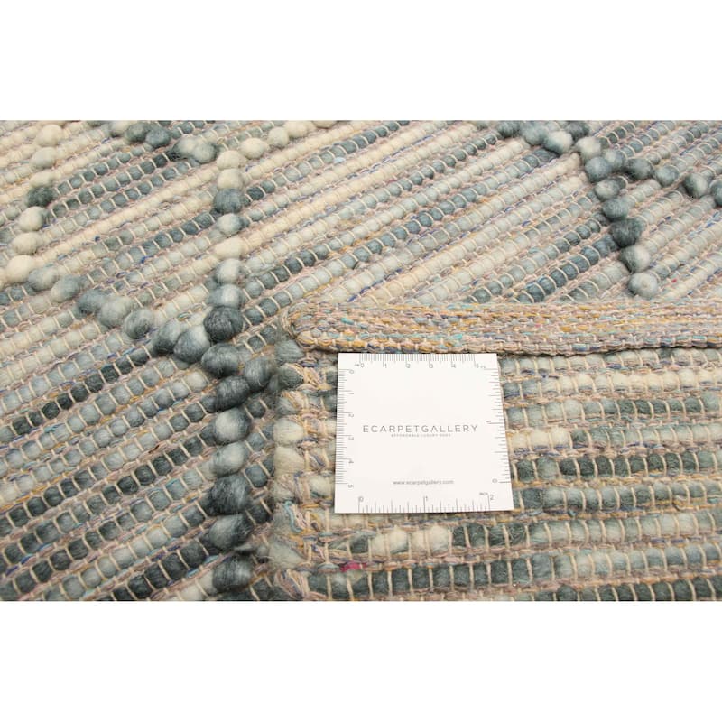 ECARPETGALLERY Braid weave Sienna Teal Wool Rug - 5'2 x 7'7