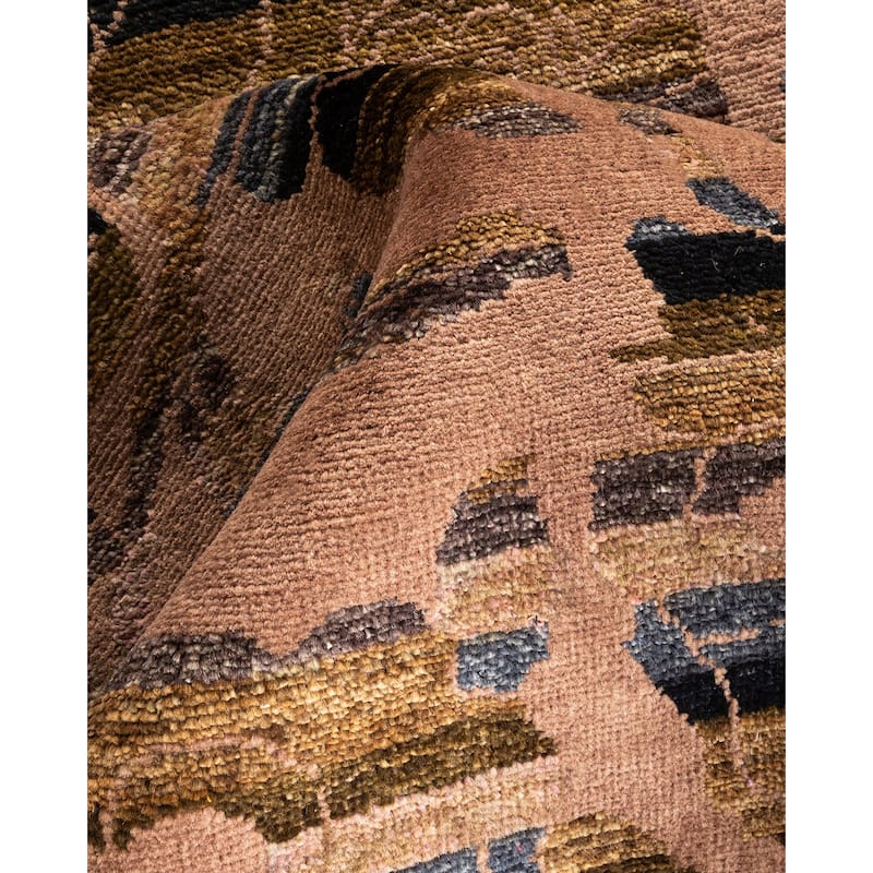 Overton Hand Knotted Wool Contemporary Abstract Beige Area Rug - 4' x 6'