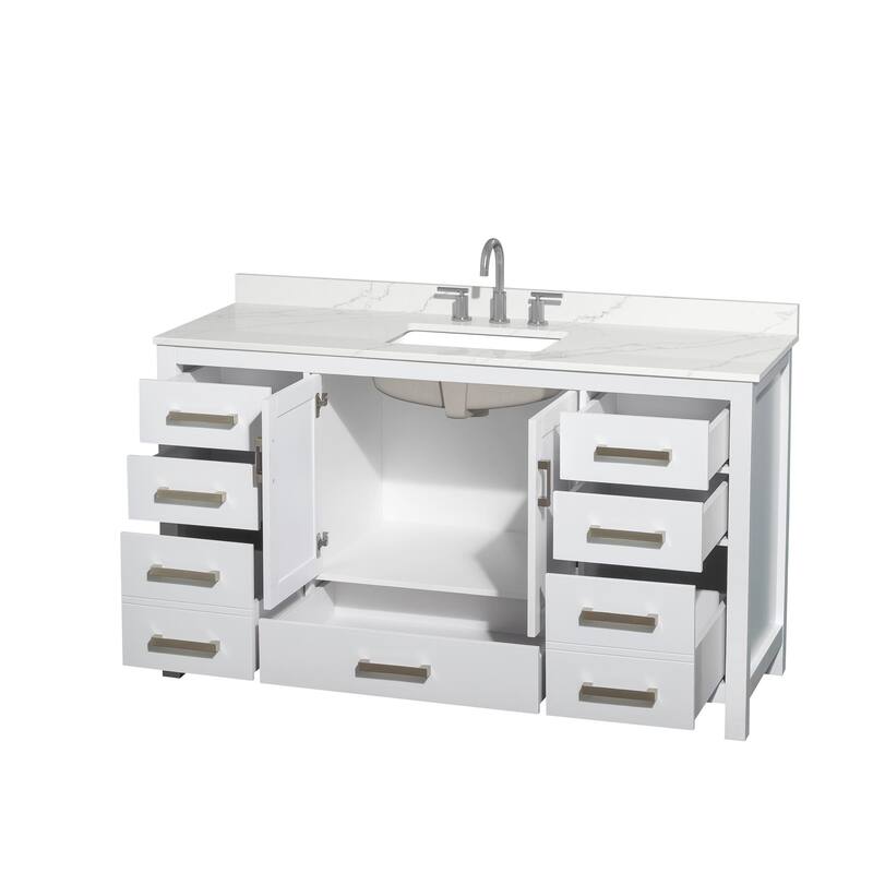 Sheffield 60-inch Single Vanity, 3 Hole Quartz Top