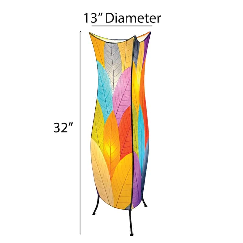 Eangee Handmade Flowerbud Large Floor Lamp, Cocoa Leaves Shade - 13 x 13 x 36