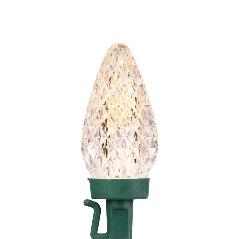 LED Faceted C9 Christmas Lights - Warm White - 20.25' Green Wire - 50ct - 20.25ft