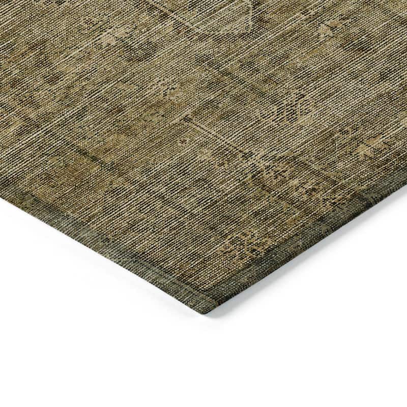 Machine Washable Indoor/ Outdoor Chantille Distressed Traditional Rug