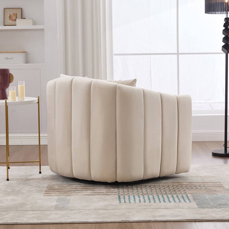 Comfortable Oversized Velvet Swivel Chair with Multiple Pillows for Various Rooms