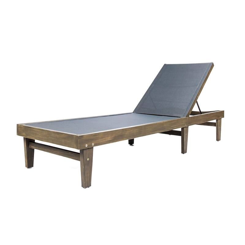Summerland Outdoor Acacia/Mesh Chaise Lounge by Christopher Knight Home