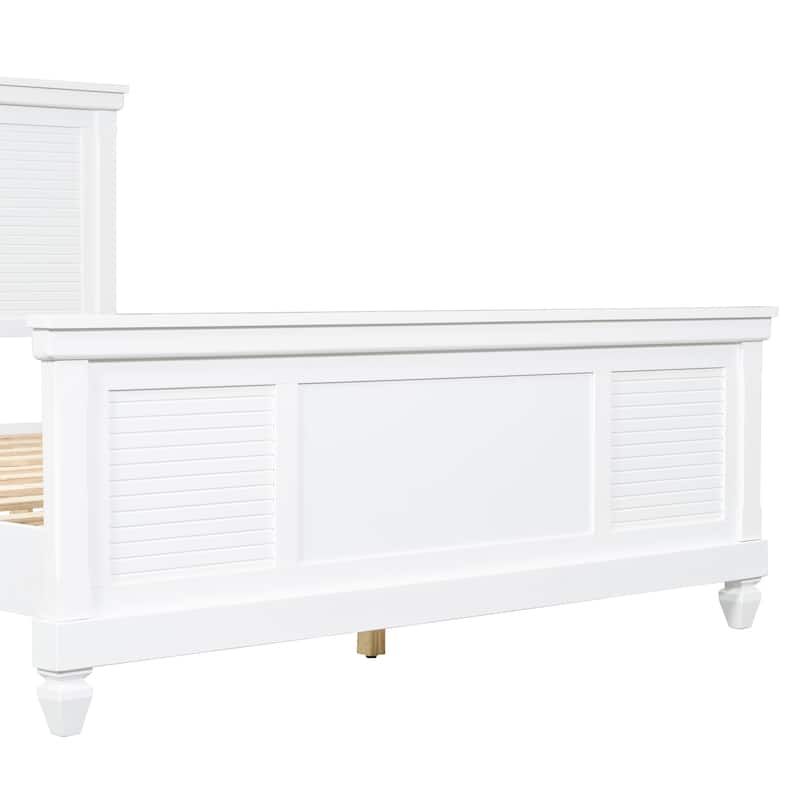 Christopher Knight Home - Elsa Elegant White Solid Wood Platform Bed with Farmhouse Style