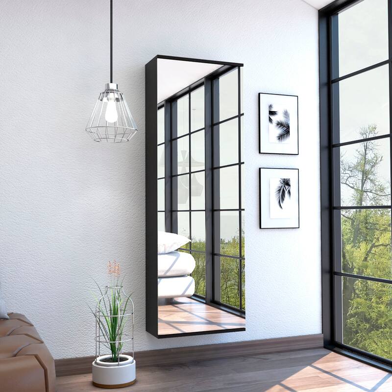 Leto Wall Mounted Shoe Rack With Mirror - N/A