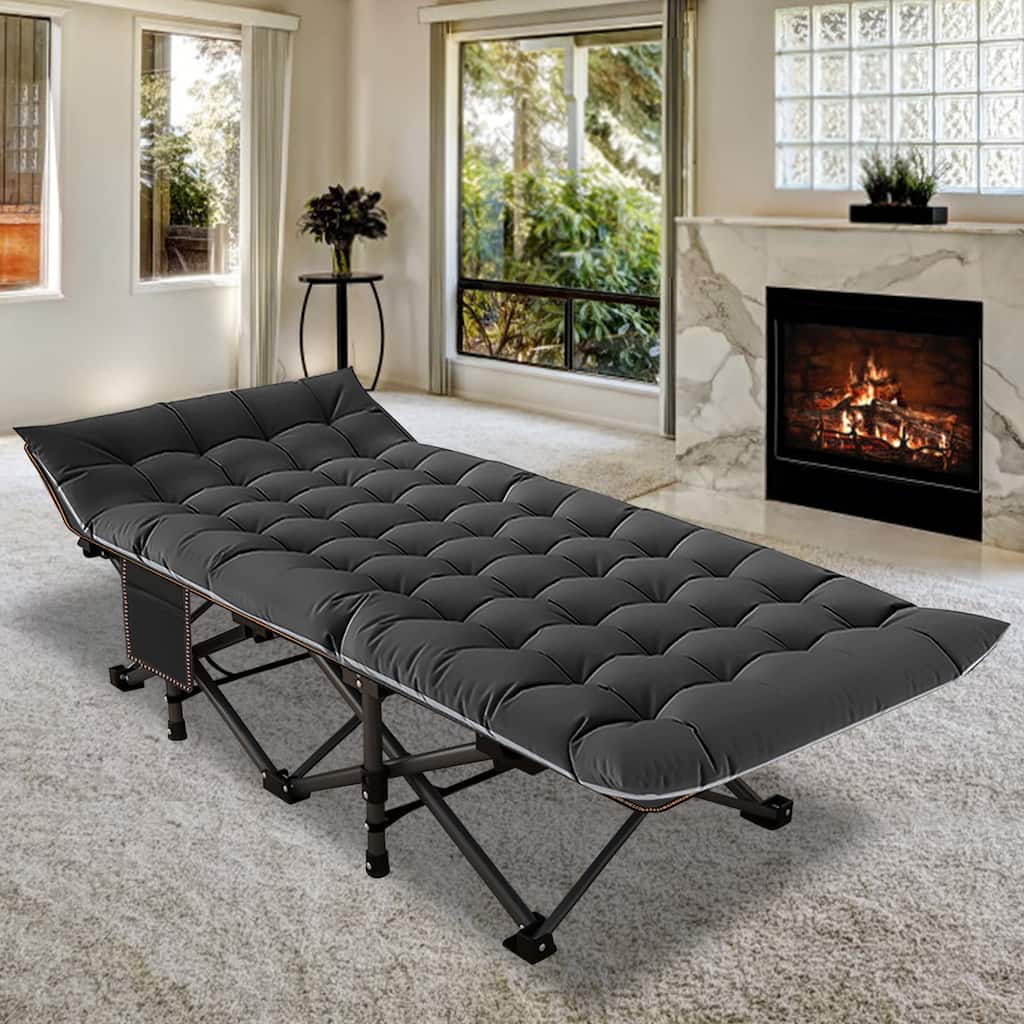 75" Folding Camping Bed with 3.3 Inch Mattress, Portable Sleeping Cot