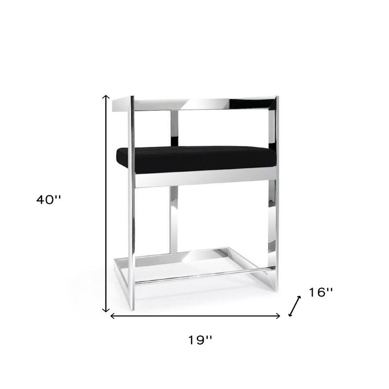 Velvet Stainless Steel Low Back Bar Chair with Armrests and Footrest