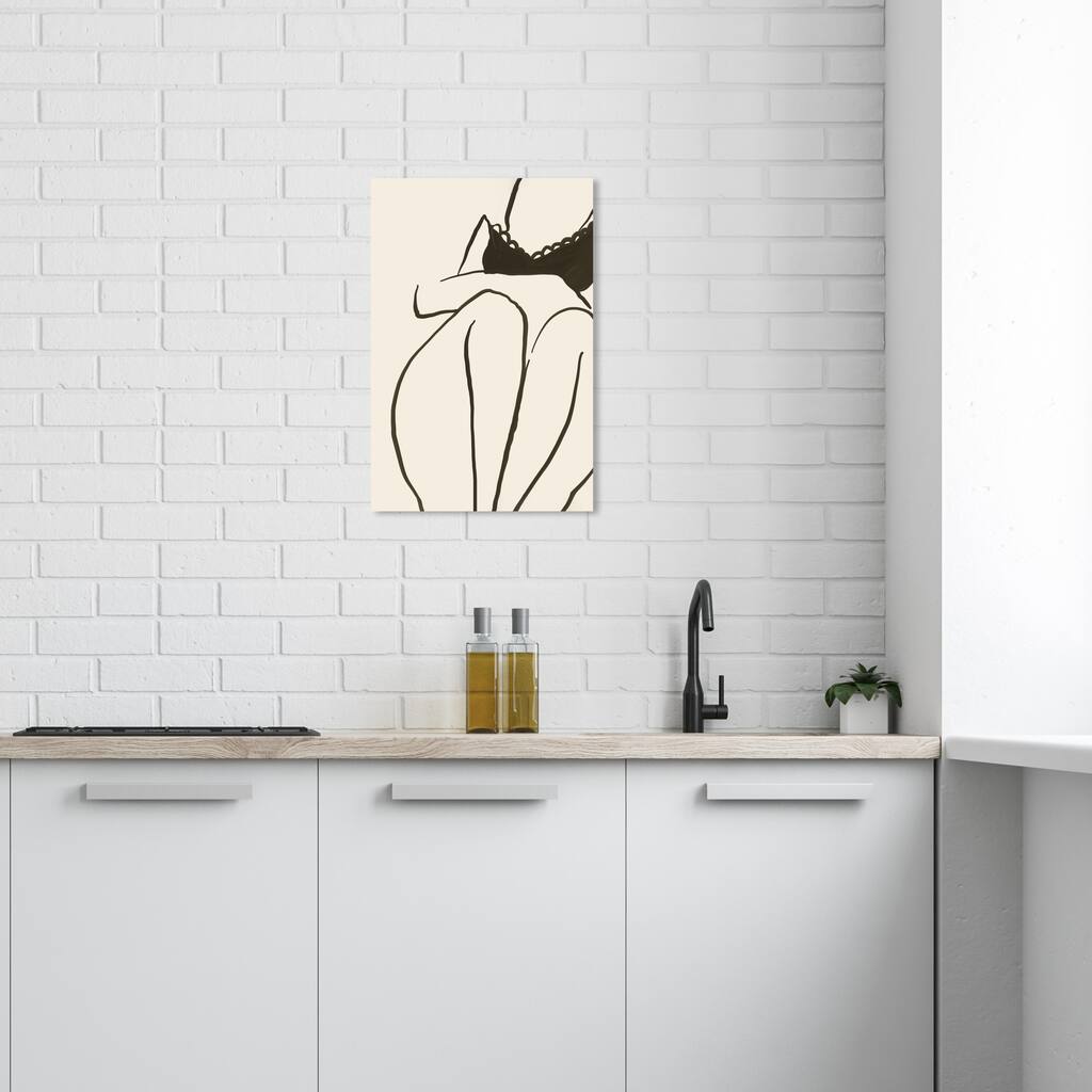 Wynwood Studio Canvas Fashion and Glam Just a Position Black and Cream White Modern & Contemporary Wall Art Canvas Print