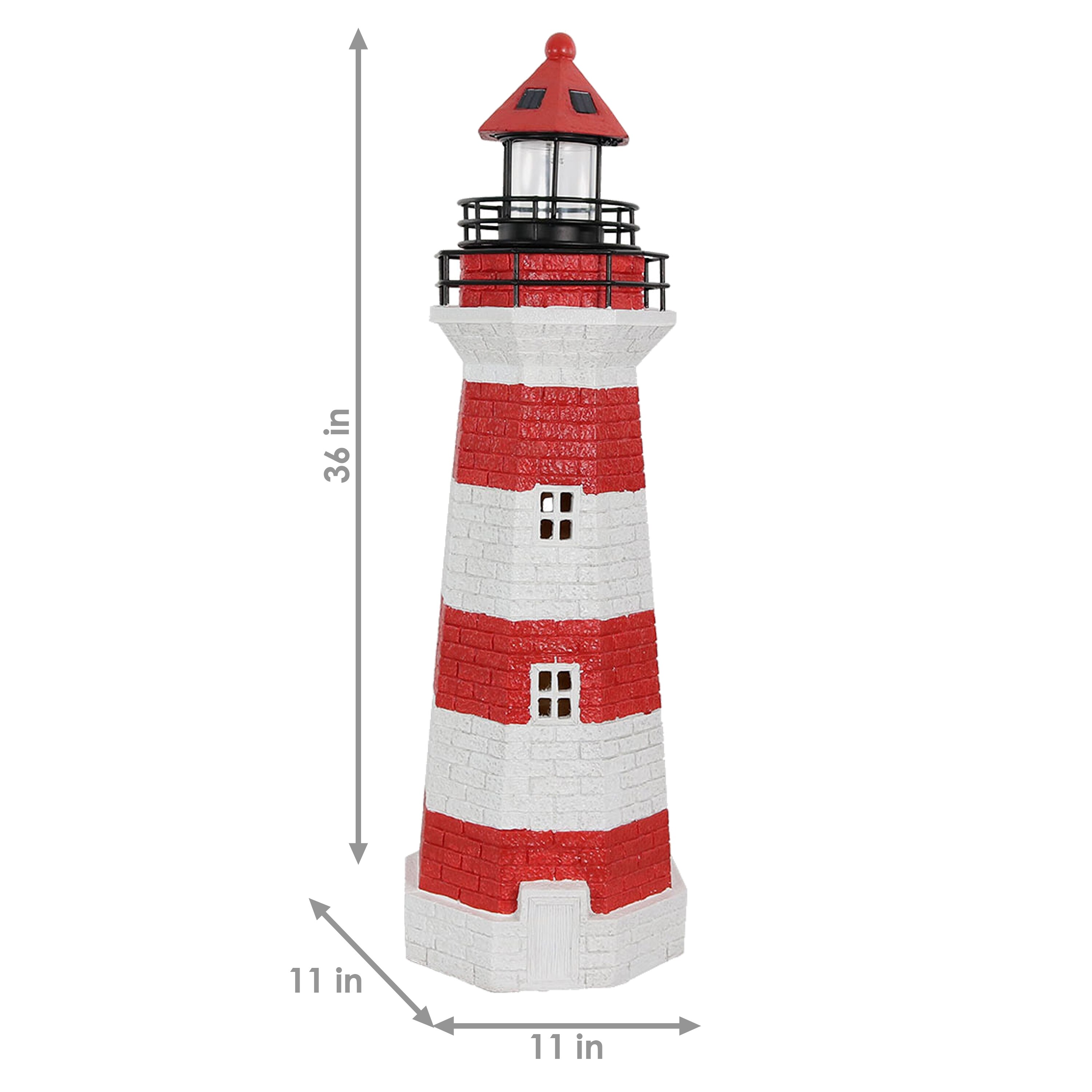 Sunnydaze Red Horizontal Stripe Solar LED Lighthouse Outdoor Decor 36 Inch Bed Bath Beyond 24088629