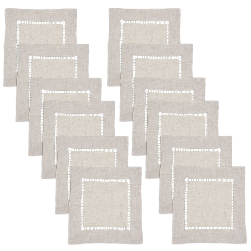 Decorative Napkins (Set of 12) - Stitched Border Detail for Dining and Entertaining