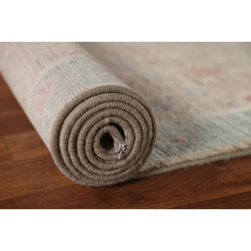 Vegetable Dye Art Deco Oriental Wool Runner Rug Hand-knotted Carpet - 2'10" x 11'7"
