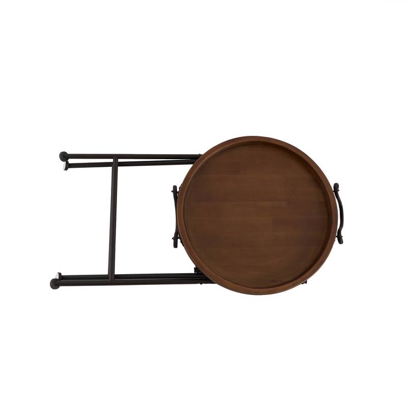 Metal Accent Table with Brown Wood Top - Black - Roche River Decor