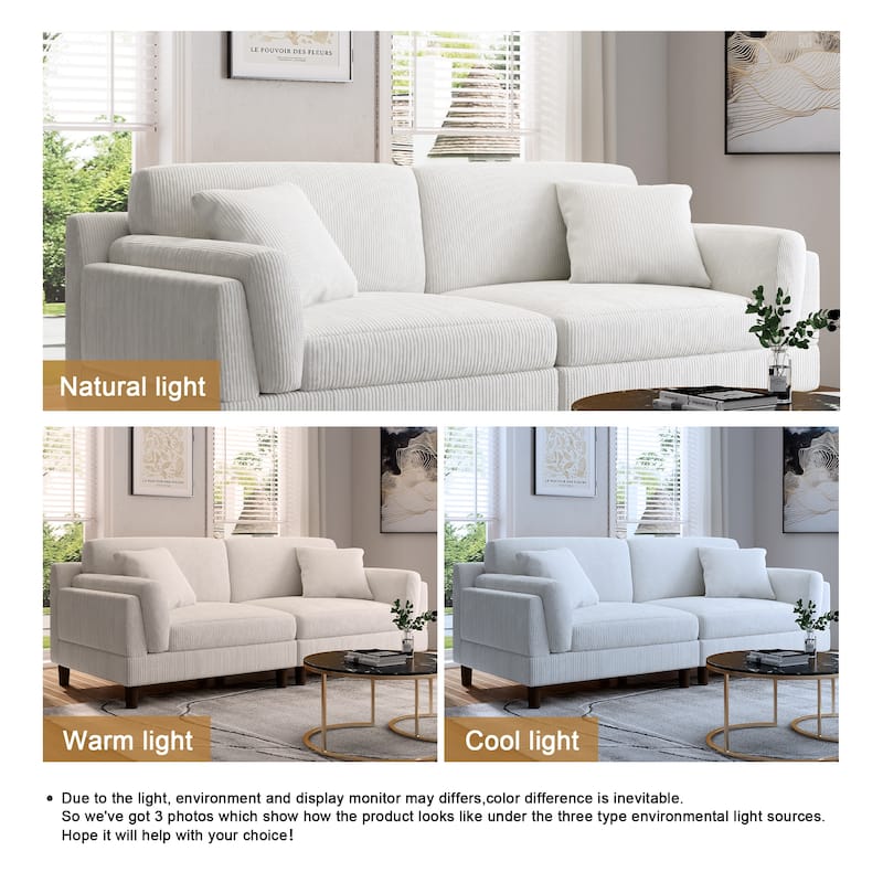 90" Corduroy Sectional Sofa Lounge Sleeper Sofa