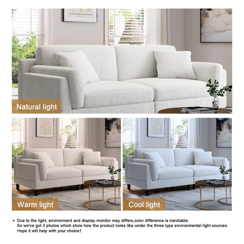Modern 90" inch Sofa Comfy Corduroy Deep Seats Sofa