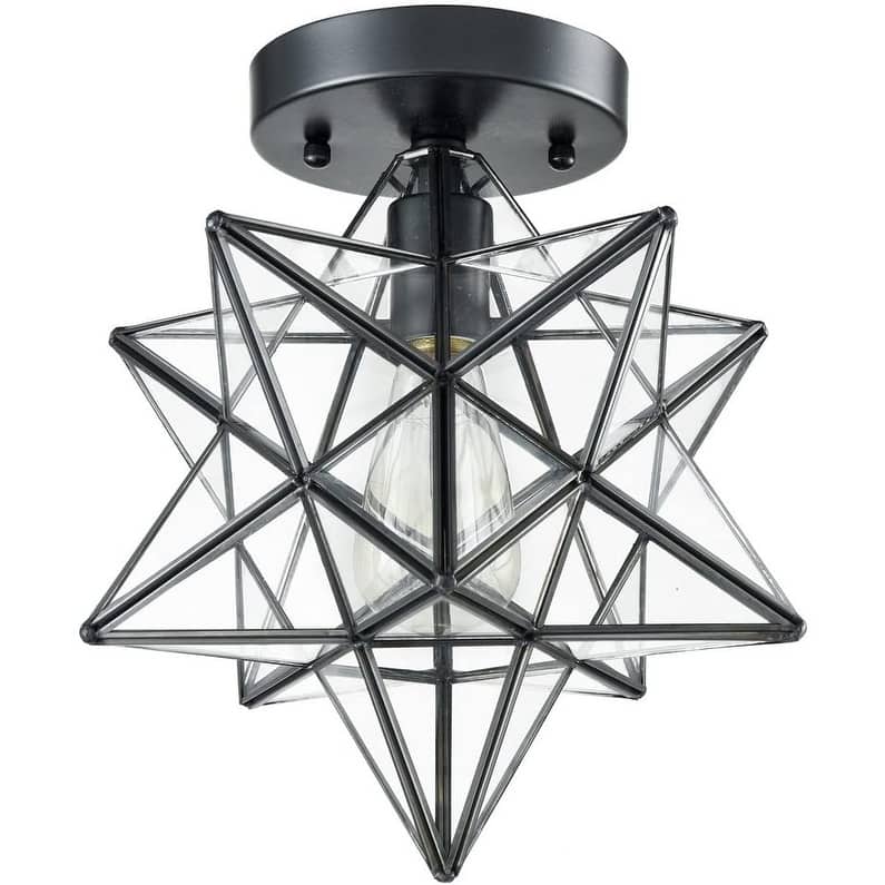 Feltre Industrial Moravian Star Ceiling Light with Clear Glass 12 Inches