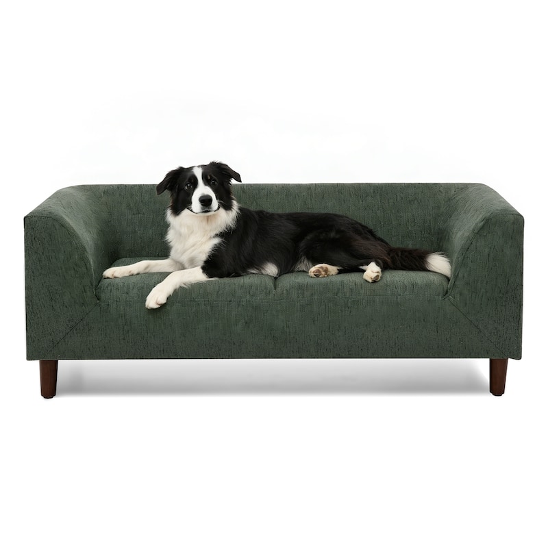 Pet sofa with backrest and armrests, rectangular pet sofa suitable for small and medium dogs, soft cushion comfortable dog sofa
