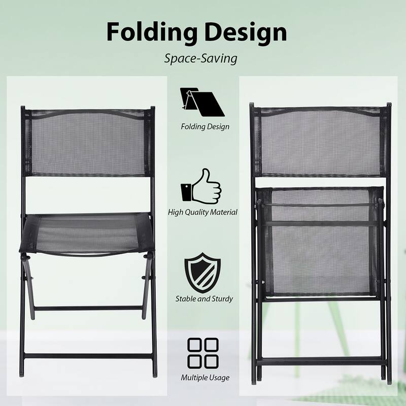 3-Piece Bistro Set Garden Round Table Folding Chairs