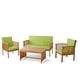 preview thumbnail 33 of 46, Carolina 4-piece Outdoor Acacia Sofa Set by Christopher Knight Home Brown + Light Green