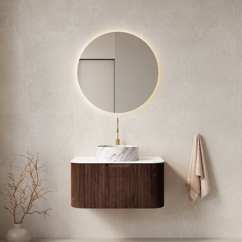 Wall-Mounted Floating Bathroom Vanity with Sink