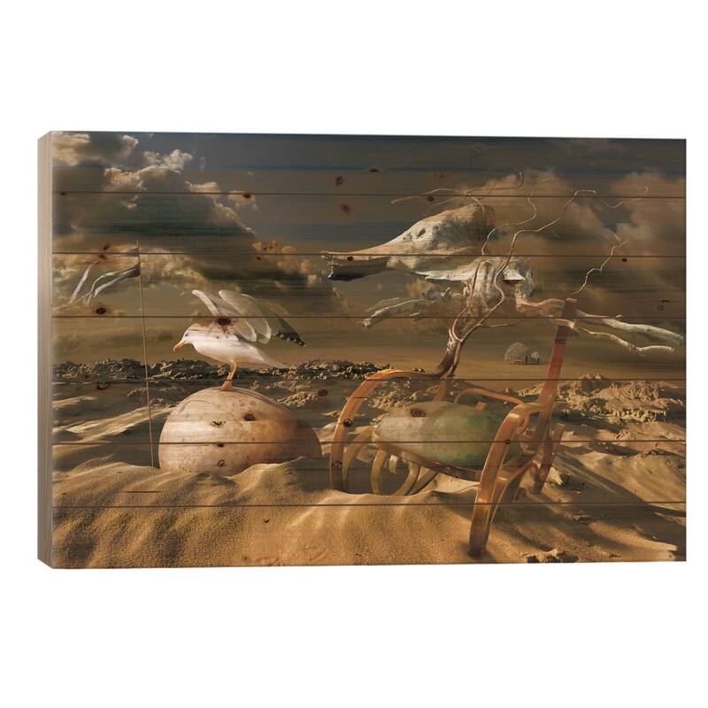Untitled Print On Wood by Radoslav Penchev - Multi-Color - 26x40x1.5