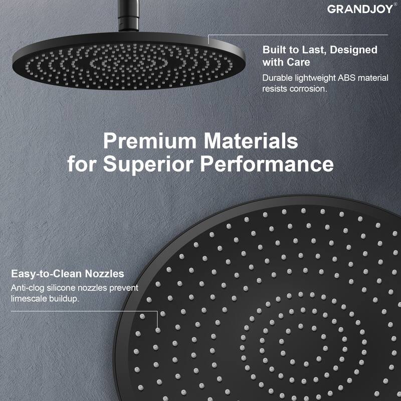 GRANDJOY 10" Round Rainfall Shower System Handheld Showerhead with Adjustable Bar