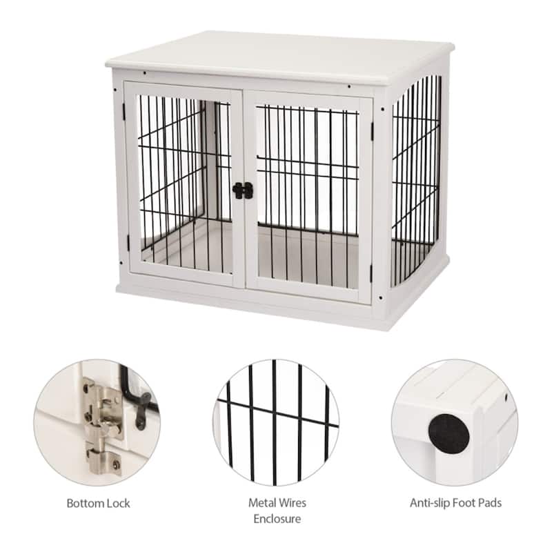 2-in-1 Small Pet Cage and End Table with Lockable Doors and Modern Design - 23" L x 32" W x 26" H